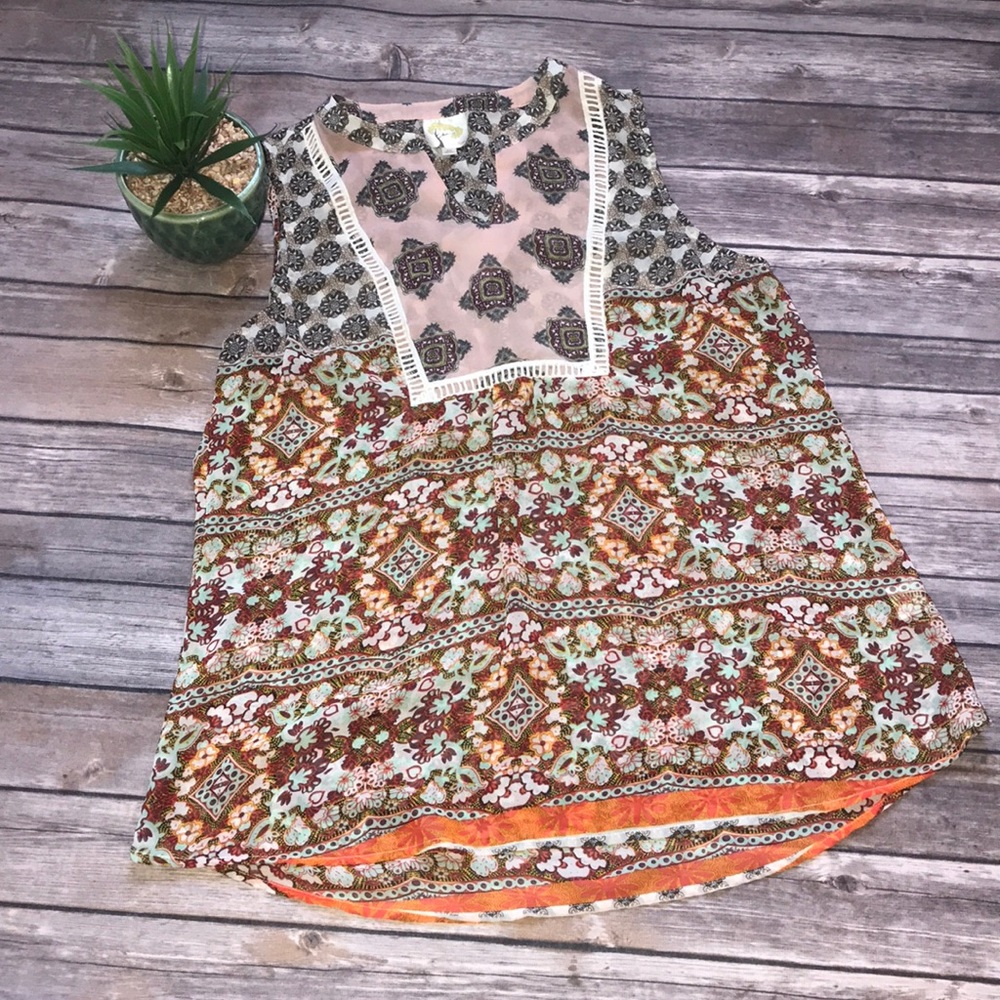 🌻Fig And Flower Tank Blouse